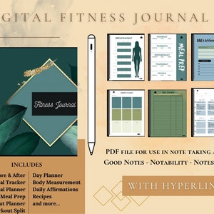 Diário digital de fitness com hiperlinks, boas notas e notabilidade