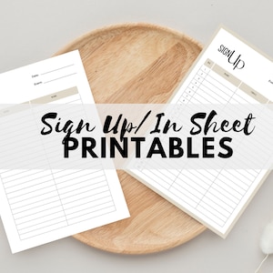 Sign Up Sheet Printable | Sign In Sheet Printable | 8 PDF Files | Natural Aesthetic Office Printable | Event Sign Up, Classroom Sign in