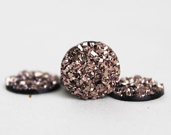 10 pieces - Druzy cabochons - 12 mm - brown