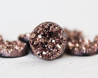 10 Stück - Druzy Cabochons - 12mm - braun