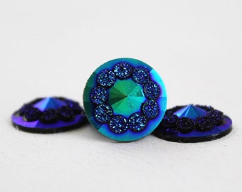 10 Stück - Schimmernde Cabochons - 12mm - blau