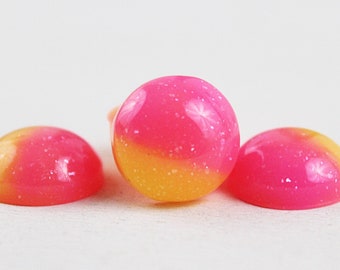 10 Stück - Ombre Bubble Cabochons - 12mm - orange pink