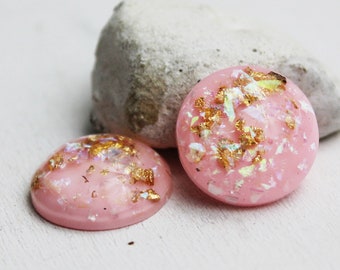 5 pièces - cabochons lumineux - 20 mm - or rose multicolore