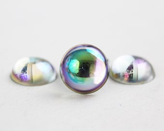 10 pieces - Shimmering Holo Cabochons - 12 mm - White