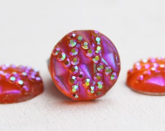 10 Stück - Schimmernde Cabochons - 12mm - orange