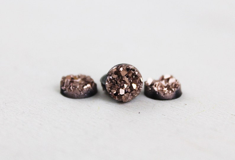 10 pieces Druzy cabochons 8 mm brown image 1