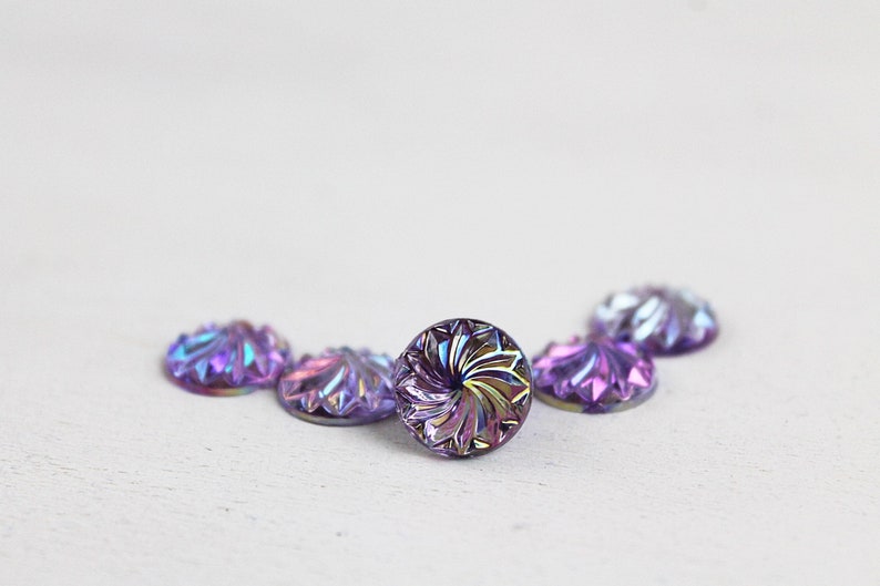 purple violet Shimmering cabochons 10 pieces 12 mm