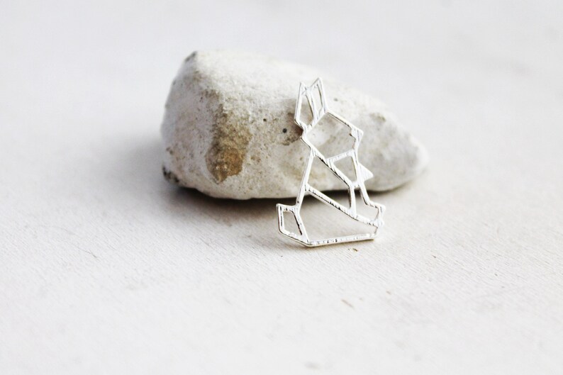 5 pieces silver origami bunnies pendant