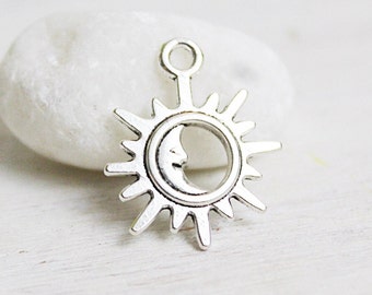 10 pièces - pendentif soleil et lune - argent