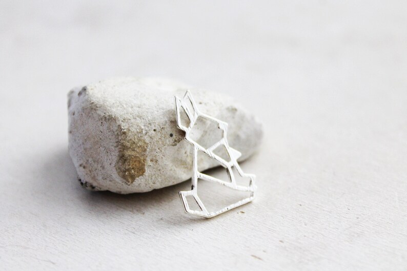 5 pieces silver origami bunnies pendant
