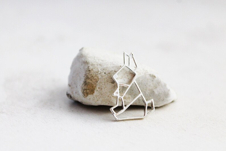 5 pieces silver origami bunnies pendant