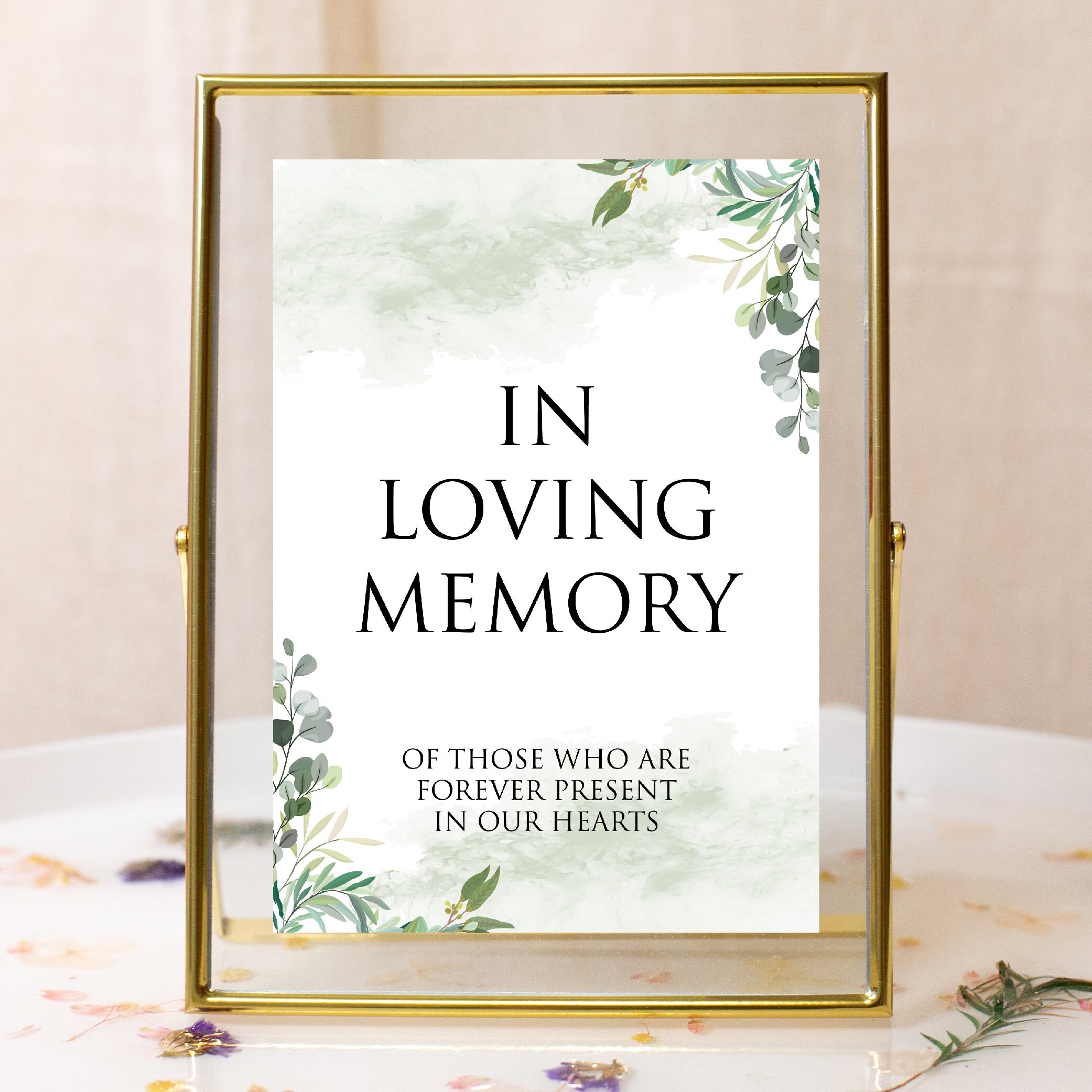 Your Main Event Wedding Memorial Sign - "If We Had One Wish" Self-Standing Eucalyptus Decor - View #6