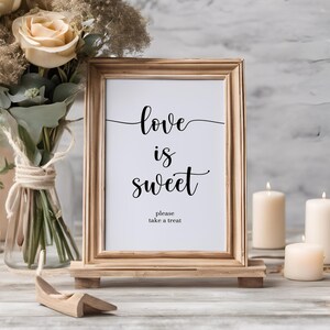 愛は甘い、結婚式のおやつサイン、ミニマリスト、モダン、結婚式のサイン、スイートカートサイン、結婚式のサイン、結婚式用サイン