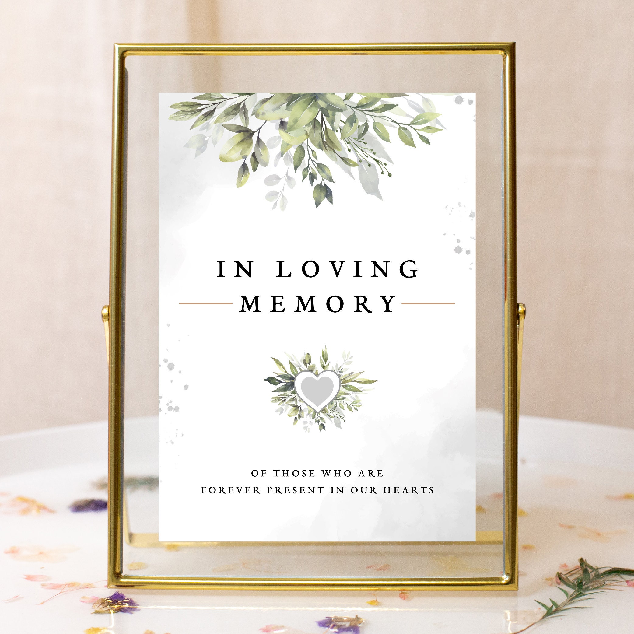 Your Main Event Wedding Memorial Sign - "If We Had One Wish" Self-Standing Eucalyptus Decor - View #9