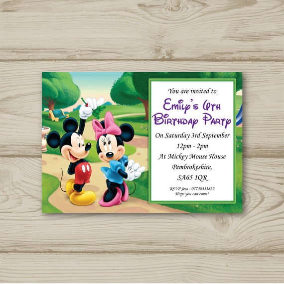 PERSONALISED MICKEY MOUSE BIRTHDAY PARTY INVITE//INVITES//INVITATION CARDS