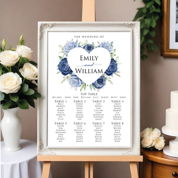 Personalised Wedding Table Seating Plan, Wedding Seating Chart, Wedding Seating Plan, Wedding Seating Sign, Table Plan Print