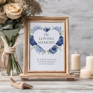 In Loving Memory Sign, Navy Rose, Heart, Memorial Sign, Wedding Sign, Wedding Loving Memory Sign, Wedding Sign, Navy Ros Wedding