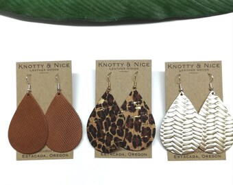 ROAR - February trio genuine leather earring pack