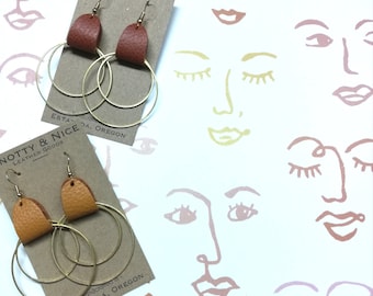 Double Hoop genuine leather earrings