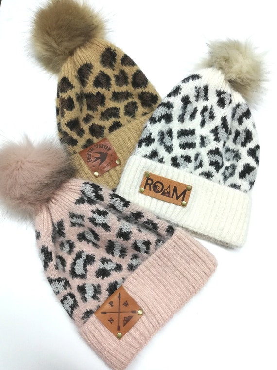 Super Soft Cheetah/leopard Print Beanie With Pom With  display picture 3