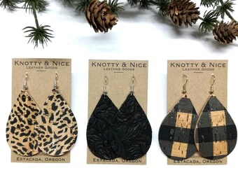 COZY WINTER - January trio genuine leather earring pack