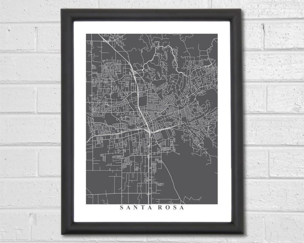 Santa Rosa Map Art City Map California Travel Map - Etsy