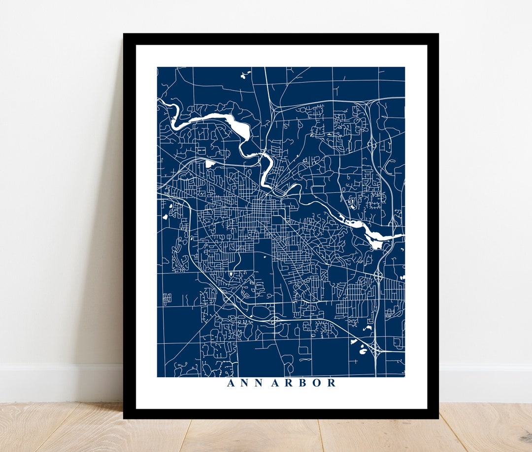 Ann Arbor Map Art City Map Print Michigan Travel Gift image