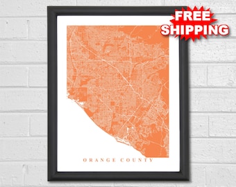 Orange County Map Art - City Maps - California - Irvine - Anaheim - Newport Beach - Travel - Map Print - Custom Map - Home Office Decor