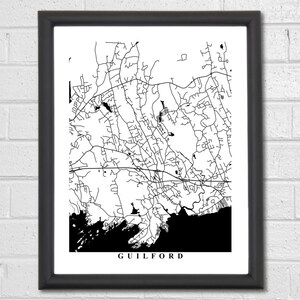 Guilford Map Art City Map Connecticut Office Decor Travel Map Print Street Map Art Custom Map ...