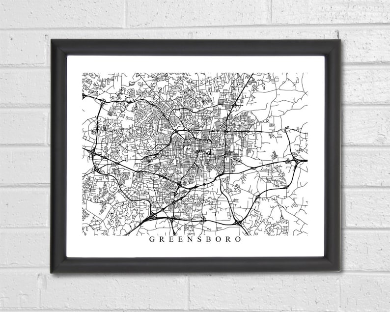 Map Art North Carolina- Map Print Map Print Greensboro Map Art Custom Map Housewarming Gift Wedding Gift Home Map Home Decor