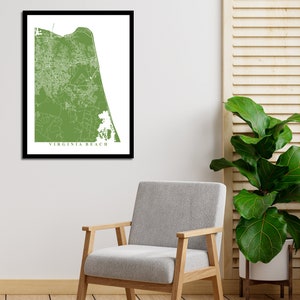 Virginia Beach Map Art Virginia Custom City Streets Map Print Travel Gift Home Decor Beach House Vacation Housewarming Wall Poster image 3