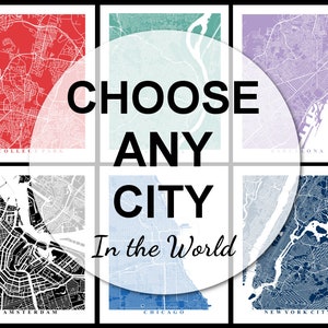 Choose Any City Custom Map Art Office Decor Travel Gift Custom Map City Map Print Home City Town Streets Map Art Wall Poster Gift Home image 1