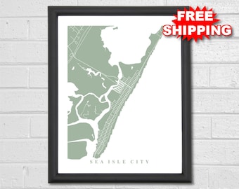 Sea Isle City Map Art - City Map - New Jersey - Office Decor - Travel - Map Print - Interior Design - Housewarming Custom Map Print Wedding