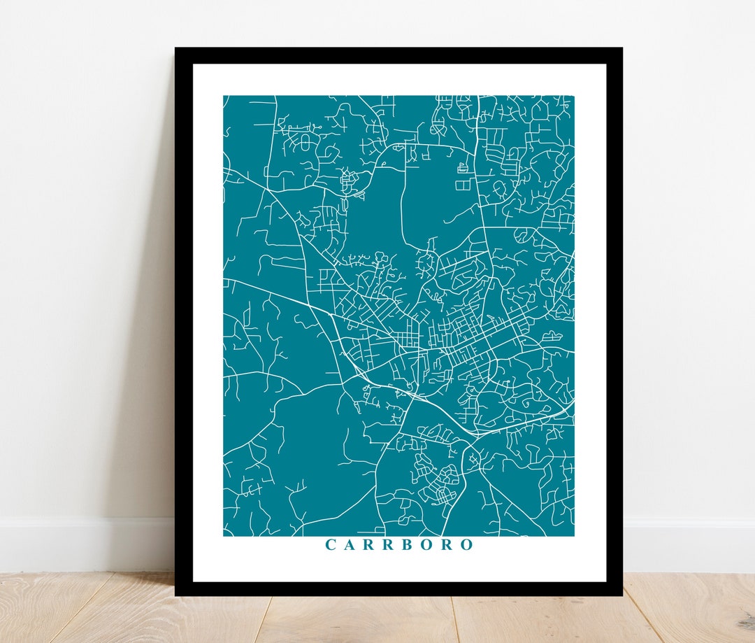 Carrboro Map Art North Carolina City Map Print Travel Etsy