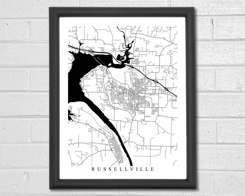 Russellville Streets Map Art Map Print Arkansas - Etsy