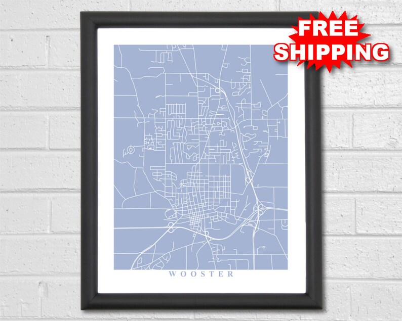Wooster Map Art City Map Ohio Office Decor Travel Gift Etsy