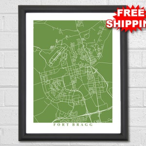 Fort Bragg Map Art North Carolina Army Base Wall Art Poster Travel ...