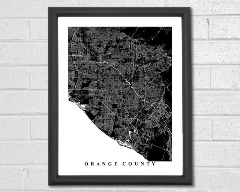 Orange County Map Art City Maps California Irvine Anaheim Newport Beach Travel Map Print Custom Map Home Office Decor Bild 3