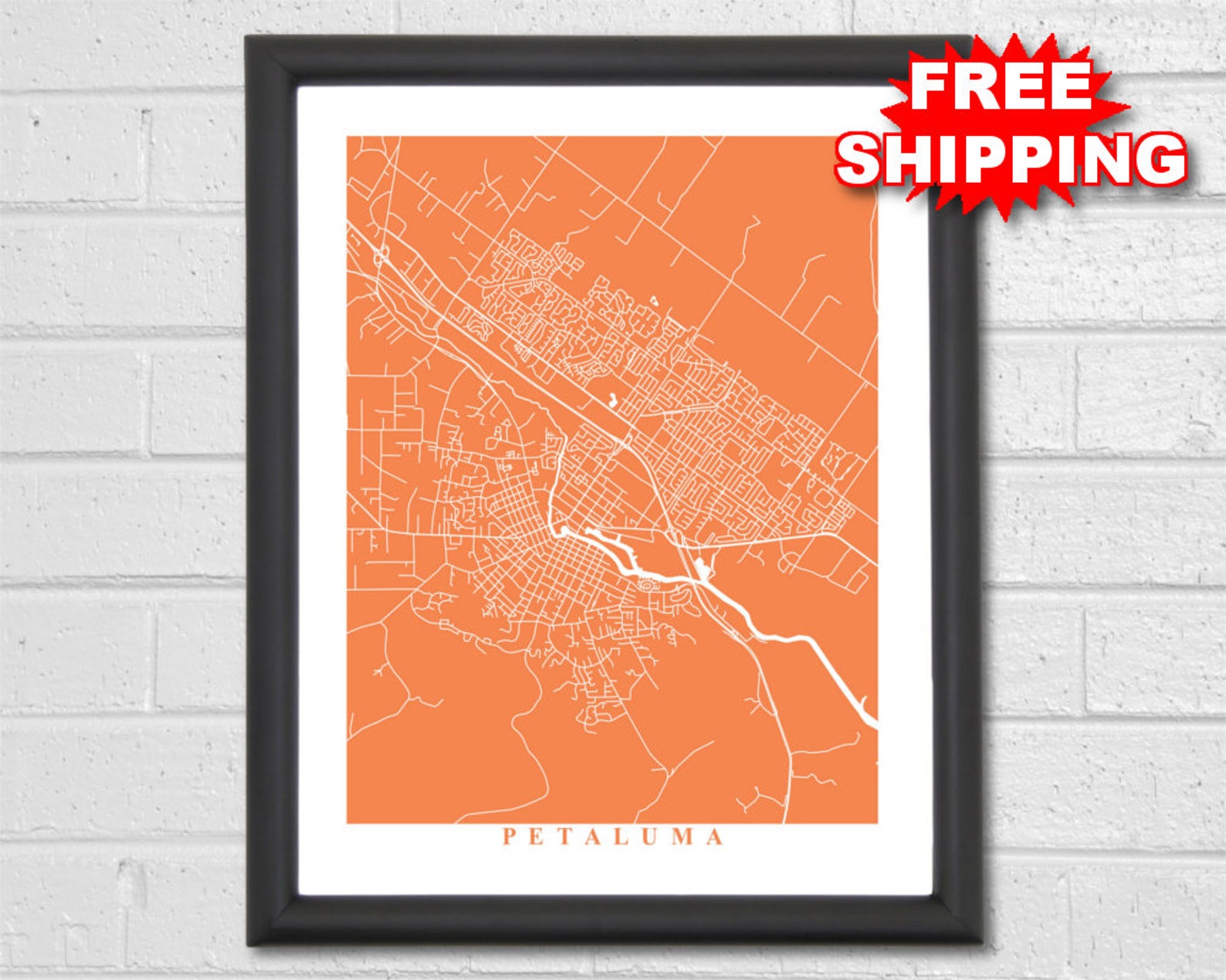 Petaluma Map Art City Map California Travel Map Print Etsy