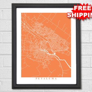 Petaluma Map Art City Map California Travel Map Print | Etsy