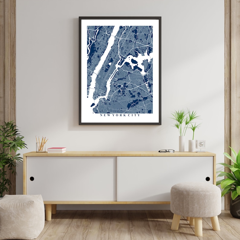 Choose Any City Custom Map Art Office Decor Travel Gift Custom Map City Map Print Home City Town Streets Map Art Wall Poster Gift Home image 3