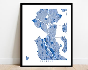 Seattle Map Art - City Map Print - Washington - Travel Gift Home Office Decor Custom City Streets Map Art Poster Anniversary Housewarming