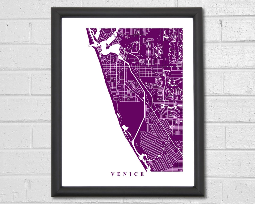 Venice Map Art Map Print Florida Travel Gift Hometown Map Wedding ...
