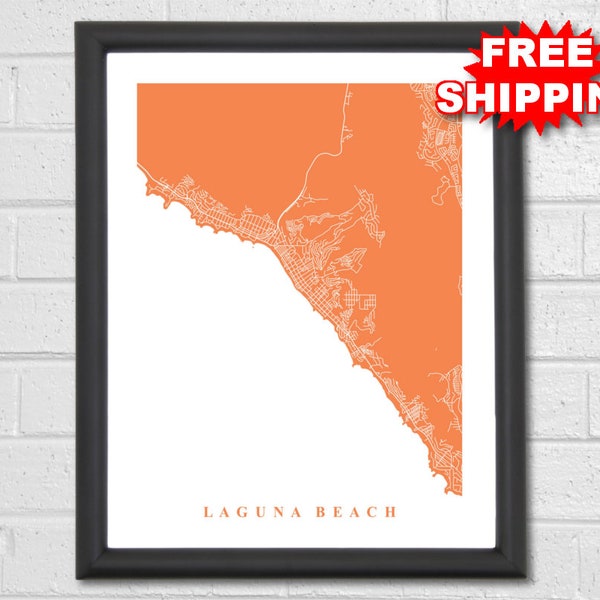 Laguna Beach Map Art - City Map - California - Travel - Office Decor - Map Print - Housewarming Gift City Street Map Art - Custom Map -World