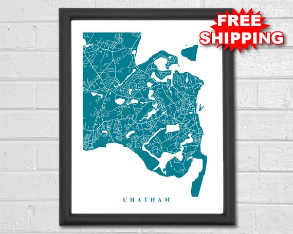 Street Map Of Chatham Ma Chatham Map Art City Map Massachusetts Office Decor | Etsy