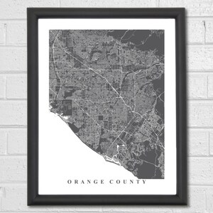 Orange County Map Art City Maps California Irvine Anaheim Newport Beach Travel Map Print Custom Map Home Office Decor Bild 2