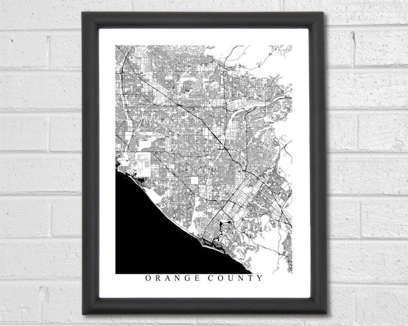Orange County Map Art City Maps California Irvine Anaheim Newport Beach Travel Map Print Custom Map Home Office Decor Bild 4