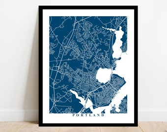 Portland Map Art - Maine - City Streets Map Print Travel Gift  Office Decor Anniversary Thank You Gift Dorm Room Birthday Housewarming
