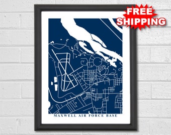 Map Of Maxwell Afb Maxwell Air Force Base Map Art Streets Map Print Alabama Etsy Denmark