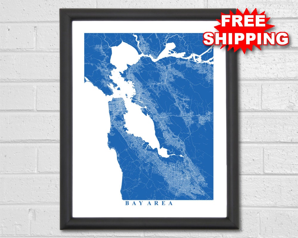 Bay Area Map Art Map Print California Map Print Travel | Etsy